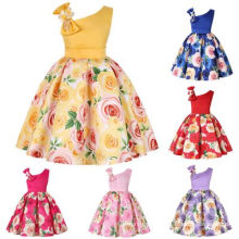 Kids Flower Stripe Dresses for Girls Christmas Children Clothing Dress Princess Birthday Wedding Party Baby Girl Dress